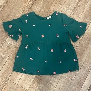 Cat & Jack Green Top with embroidered flowers